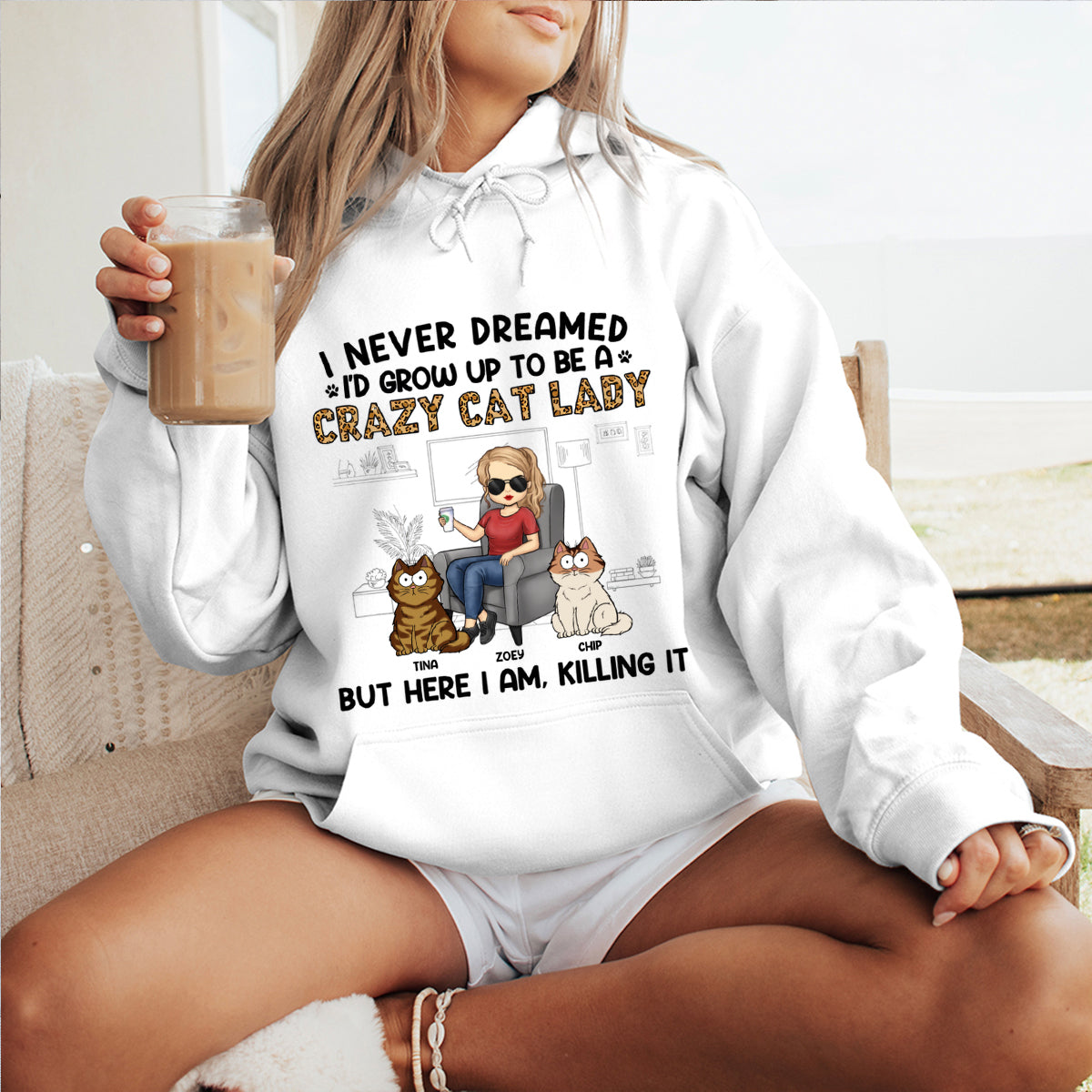 Happy To Be A Crazy Cat Lady - Cat Personalized Custom Hoodie - Gift For Pet Owners, Pet Lovers