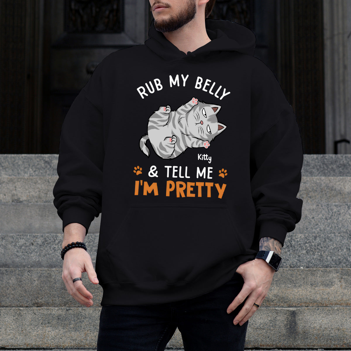 You Can Rub My Belly - Cat Personalized Custom Hoodie - Gift For Pet Owners, Pet Lovers