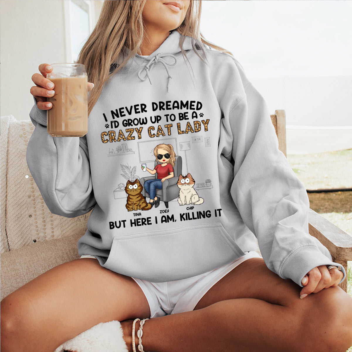 Happy To Be A Crazy Cat Lady - Cat Personalized Custom Hoodie - Gift For Pet Owners, Pet Lovers