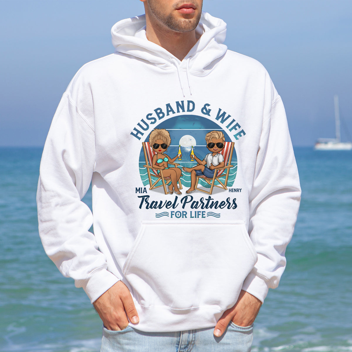 We're Travel Partners For Life - Couple Personalized Custom Hoodie - Gift For Husband Wife, Anniversary
