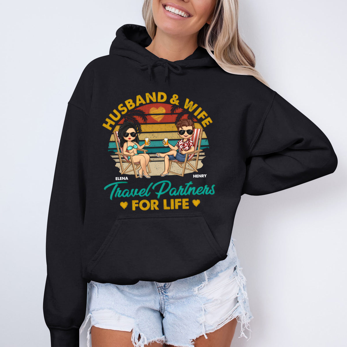 Travel Partners For Life - Couple Personalized Custom Hoodie - Gift For Husband Wife, Anniversary