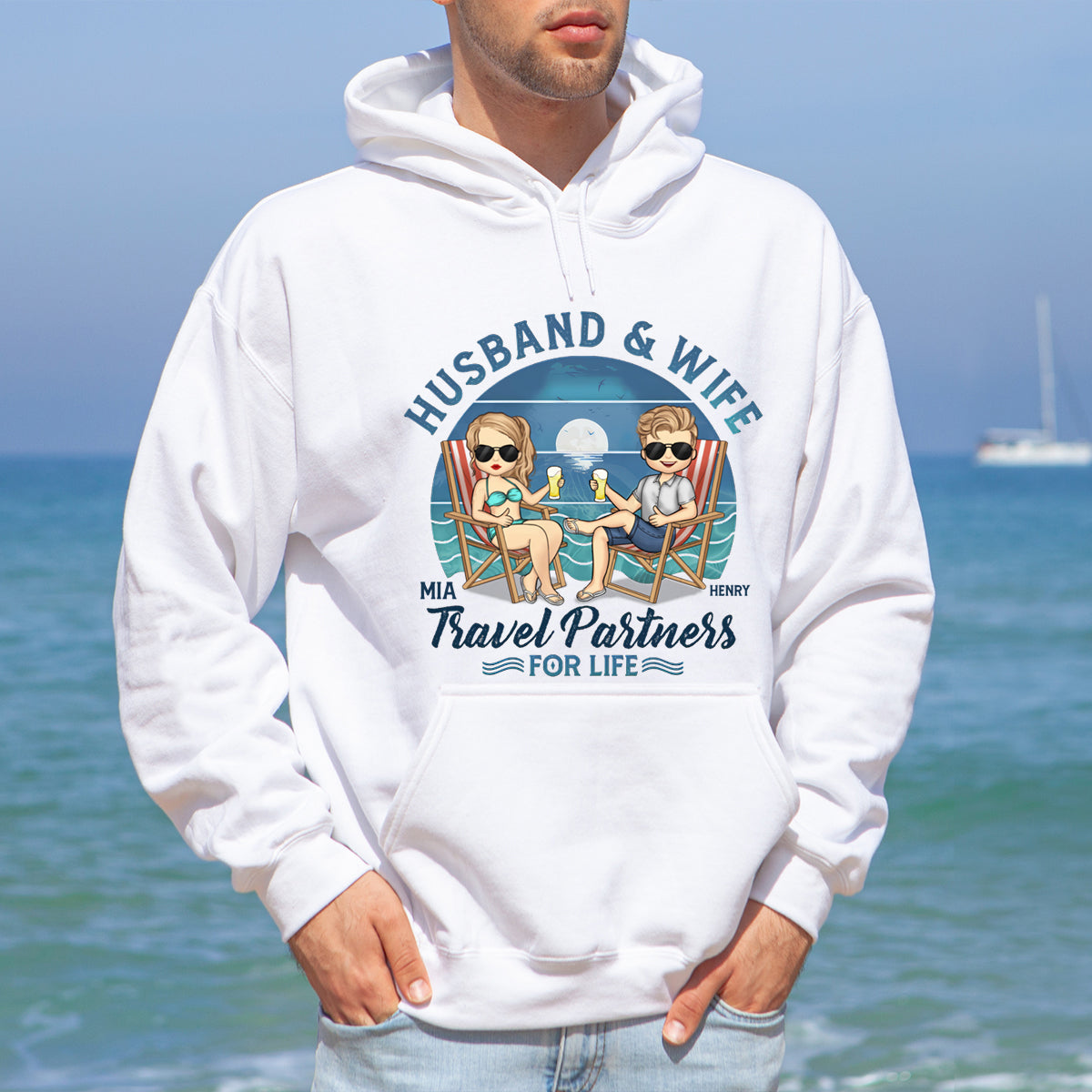We're Travel Partners For Life - Couple Personalized Custom Hoodie - Gift For Husband Wife, Anniversary