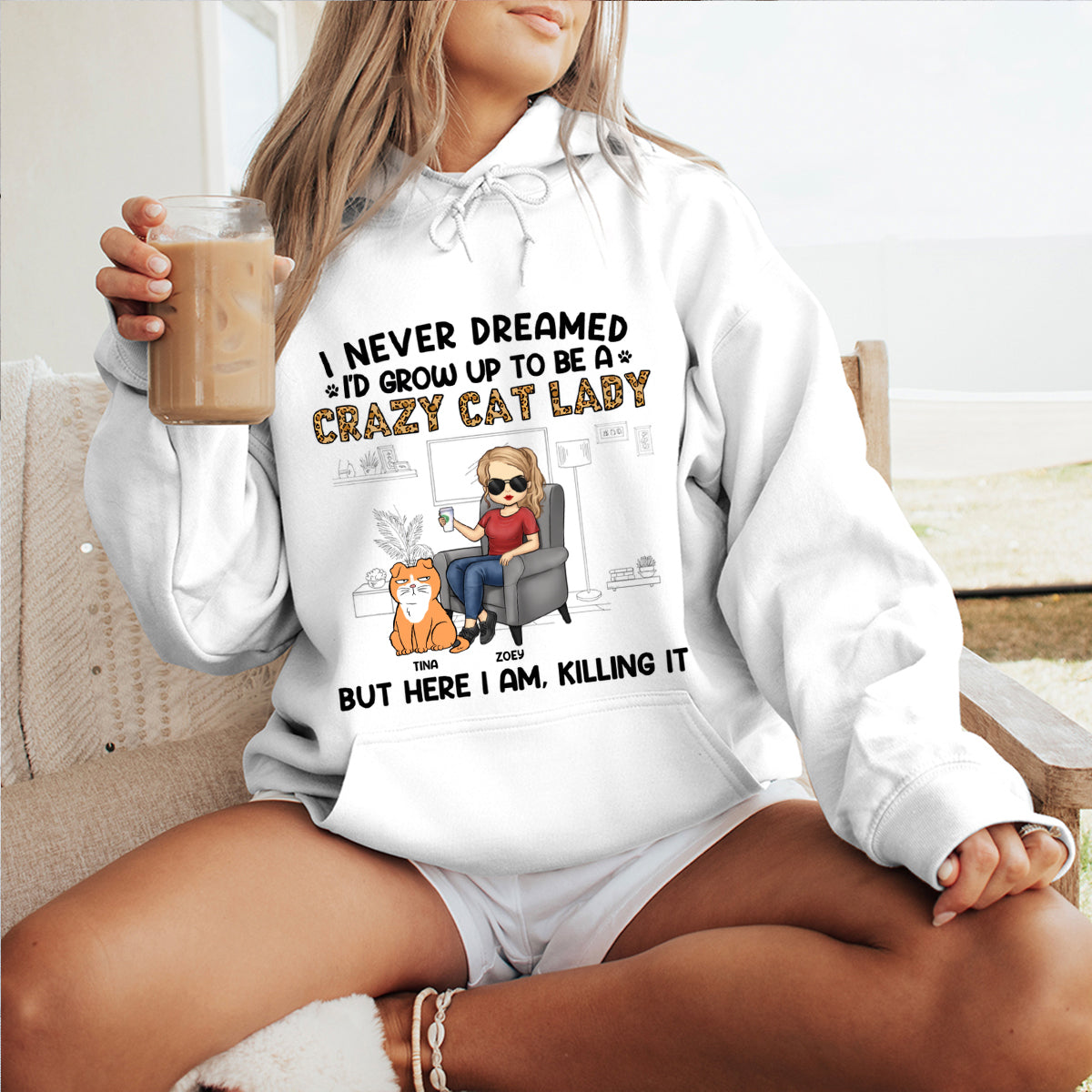 Happy To Be A Crazy Cat Lady - Cat Personalized Custom Hoodie - Gift For Pet Owners, Pet Lovers