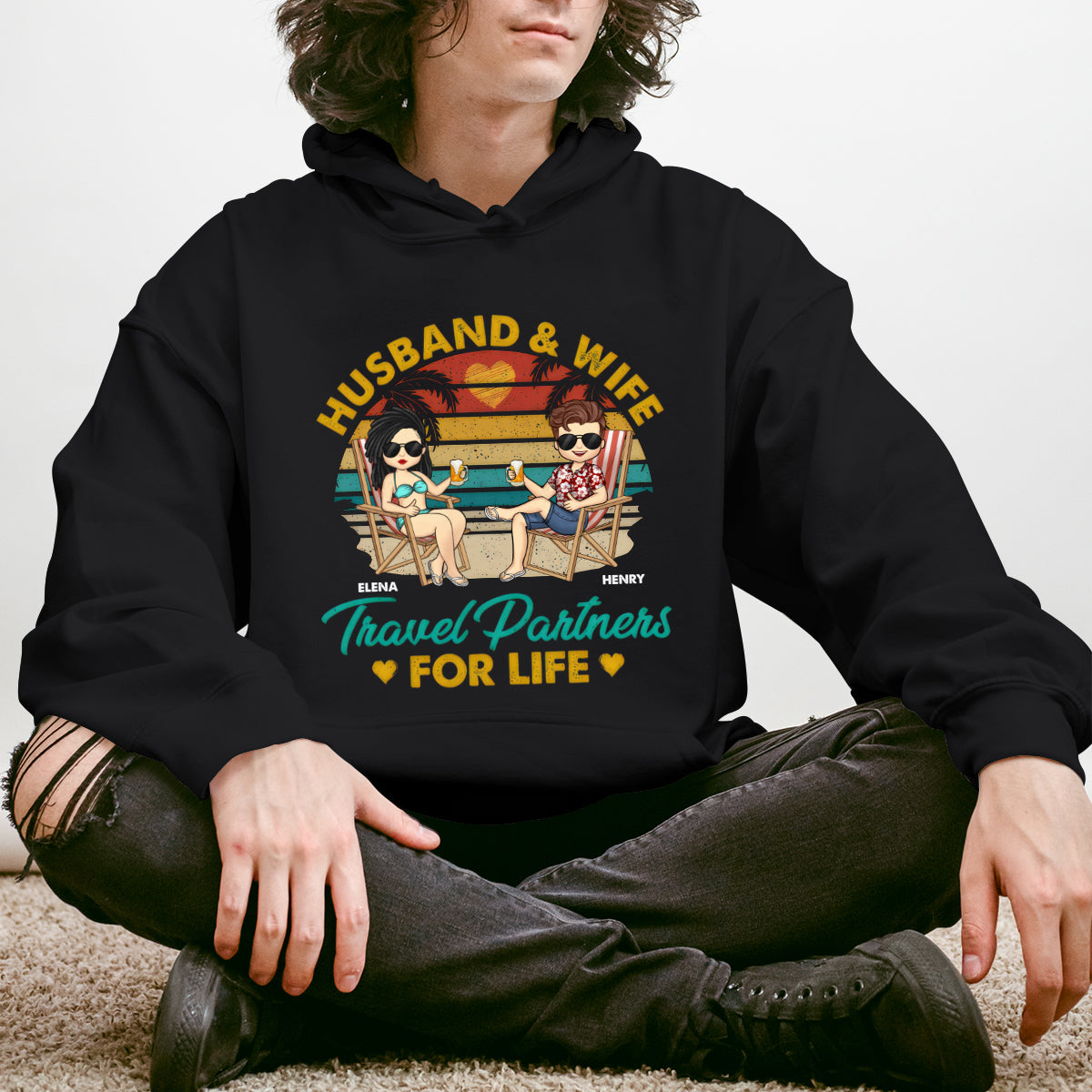 Travel Partners For Life - Couple Personalized Custom Hoodie - Gift For Husband Wife, Anniversary