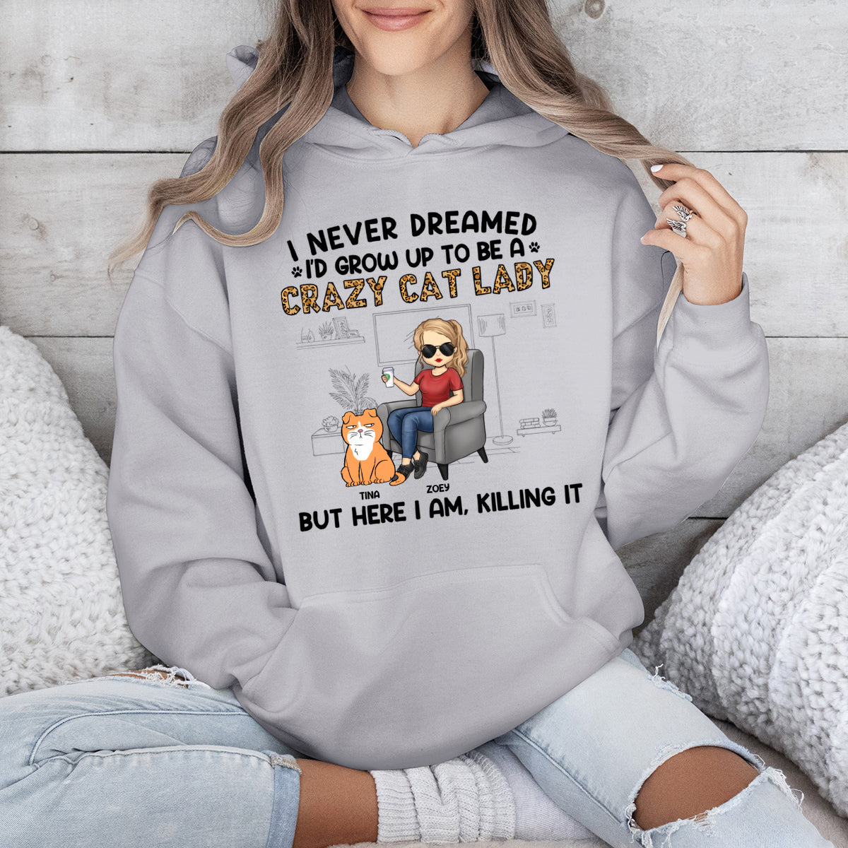 Happy To Be A Crazy Cat Lady - Cat Personalized Custom Hoodie - Gift For Pet Owners, Pet Lovers