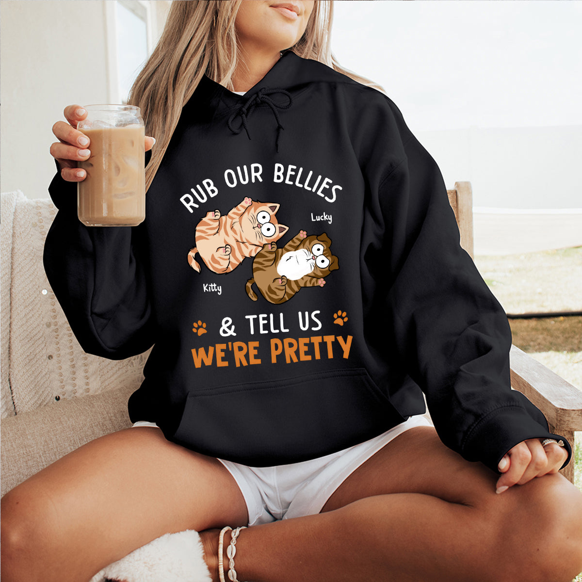 You Can Rub My Belly - Cat Personalized Custom Hoodie - Gift For Pet Owners, Pet Lovers