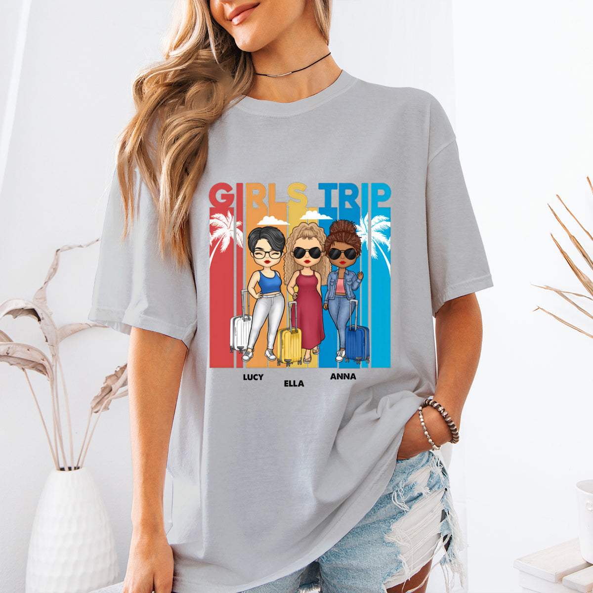 Let's Go With Us - Bestie Personalized Custom T-shirt - Summer Vacation, Gift For Bestie, BFF, Sisters
