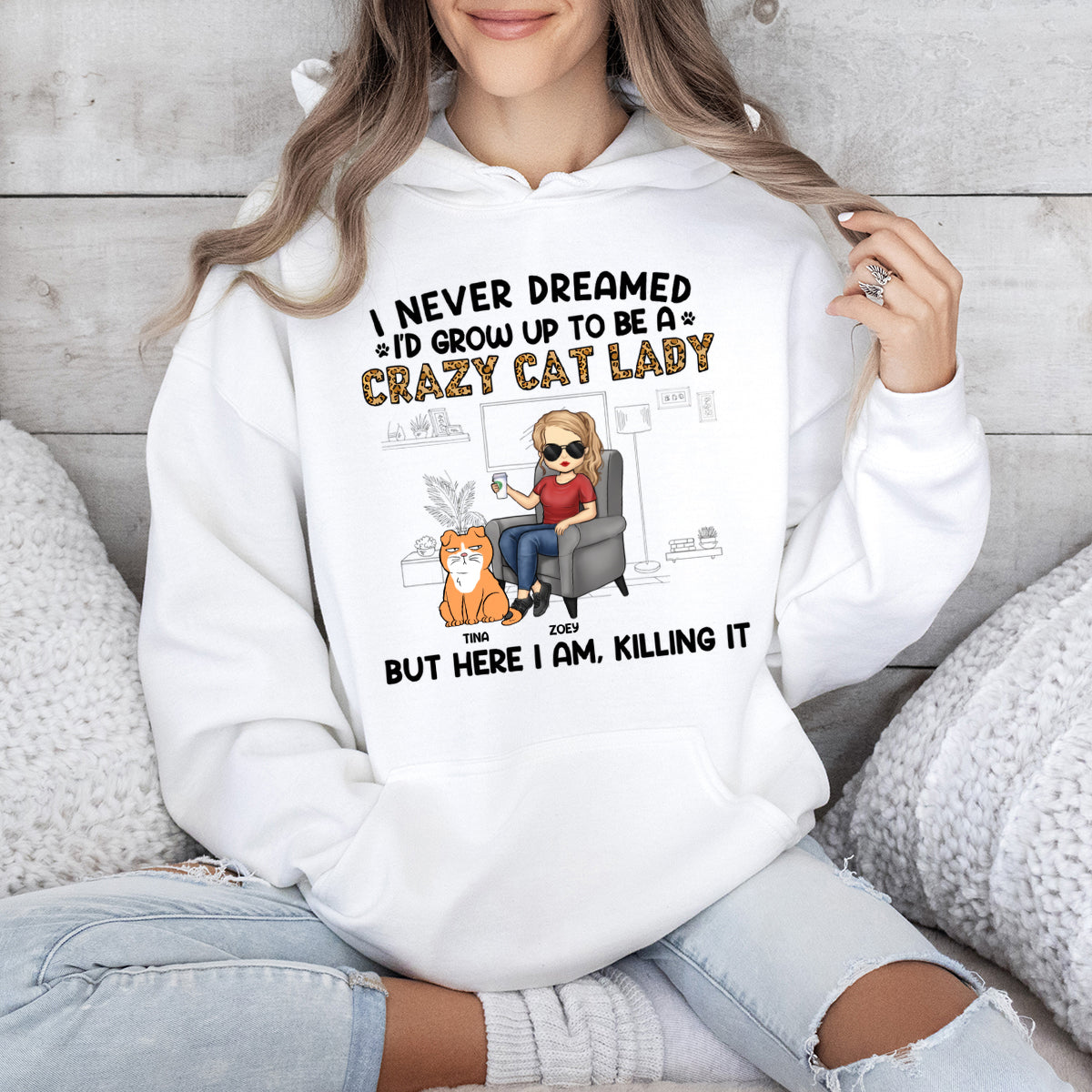 Happy To Be A Crazy Cat Lady - Cat Personalized Custom Hoodie - Gift For Pet Owners, Pet Lovers