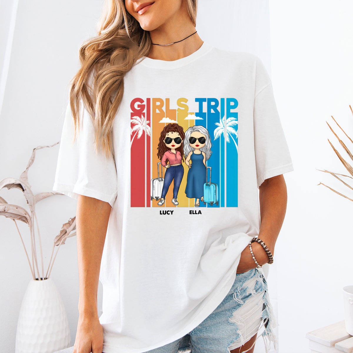 Let's Go With Us - Bestie Personalized Custom T-shirt - Summer Vacation, Gift For Bestie, BFF, Sisters