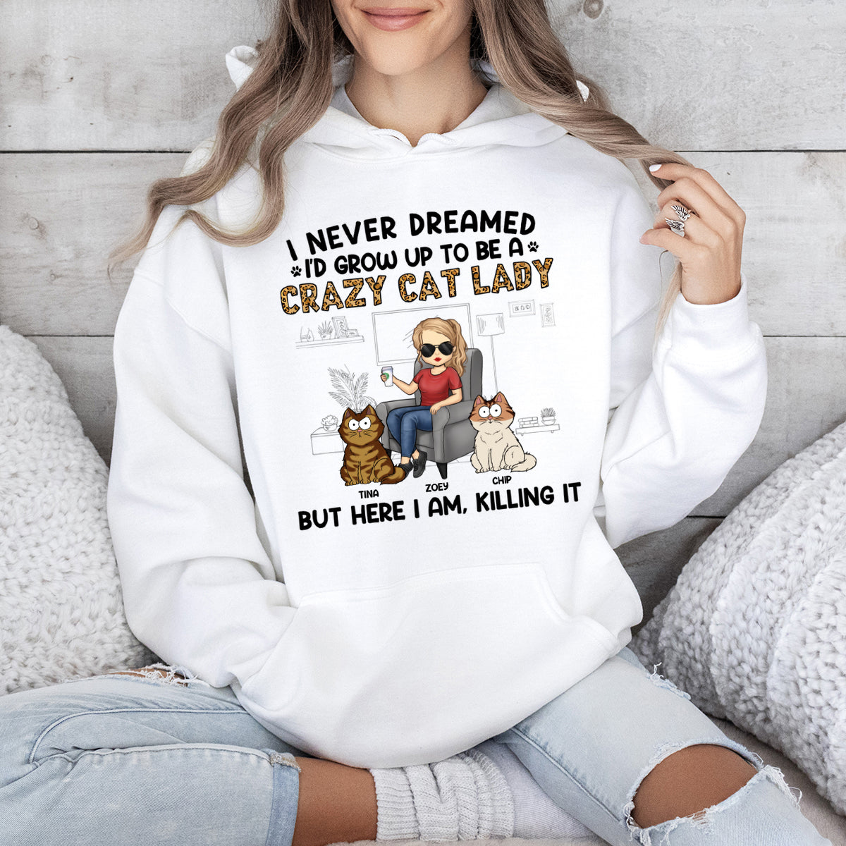 Happy To Be A Crazy Cat Lady - Cat Personalized Custom Hoodie - Gift For Pet Owners, Pet Lovers