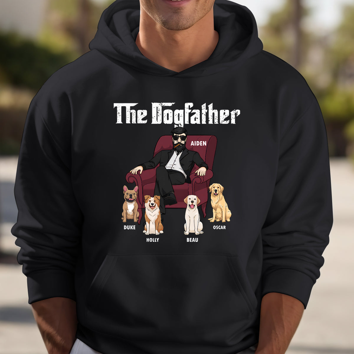The Dog Father Dog Dad In Suit - Personalized Hoodie - Gift for Dog Dad