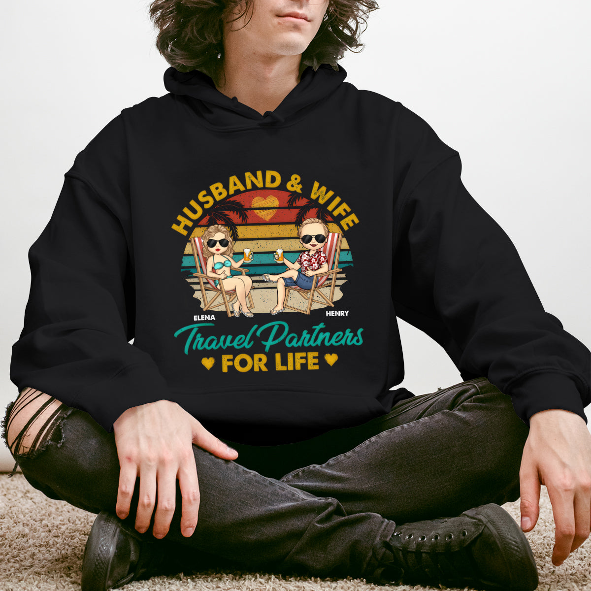 Travel Partners For Life - Couple Personalized Custom Hoodie - Gift For Husband Wife, Anniversary