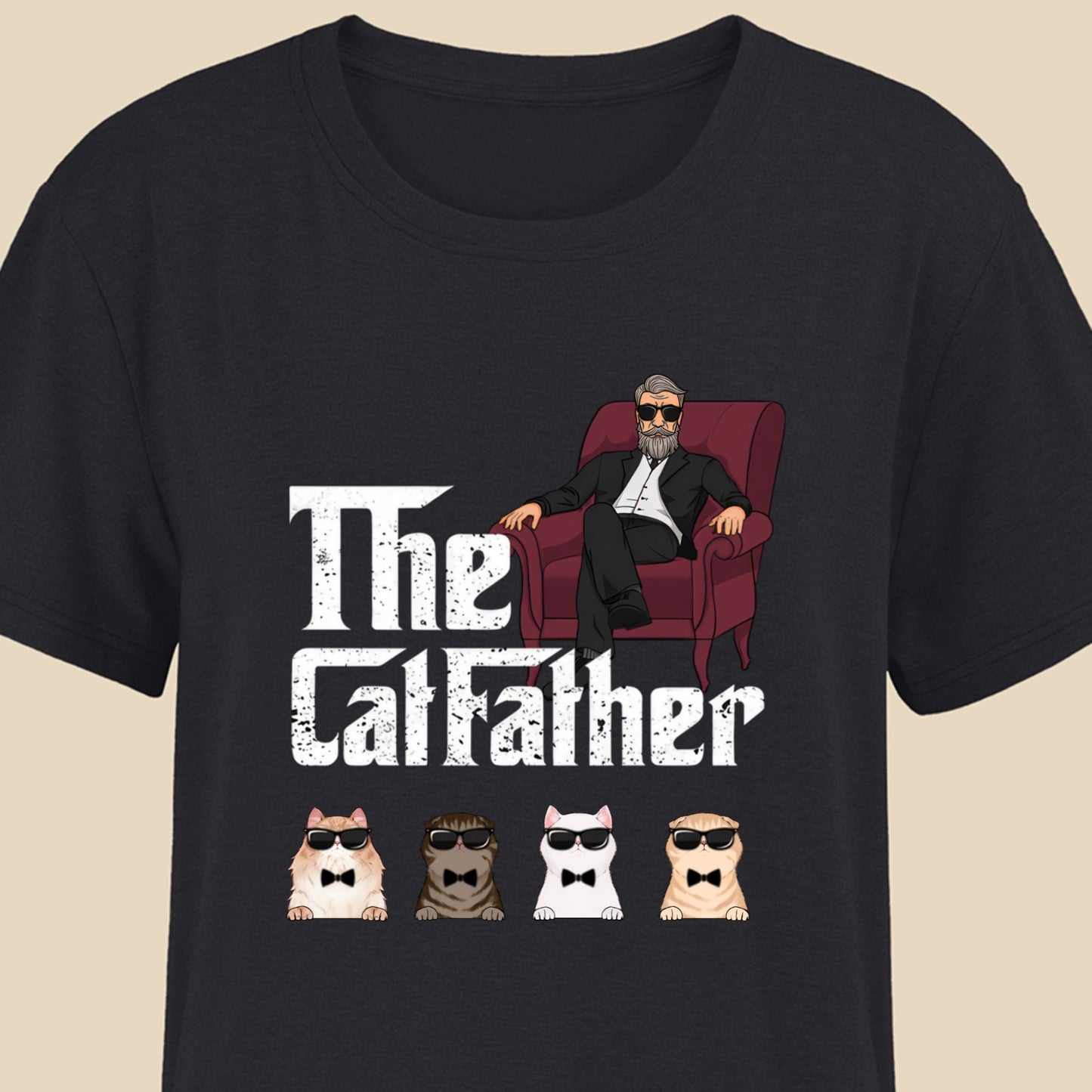The Cat Father Cat Dad In Suit Cool Cats - Personalized T-shirt - Gift for Cat Dad