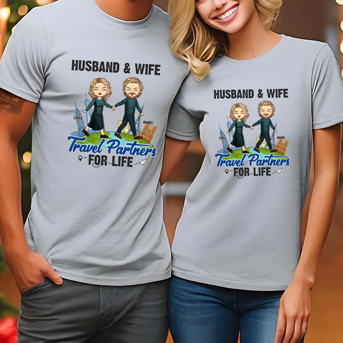 Travel Partners For Life Husband Wife - Personalized T-shirt - Gift For Couples, Husband Wife