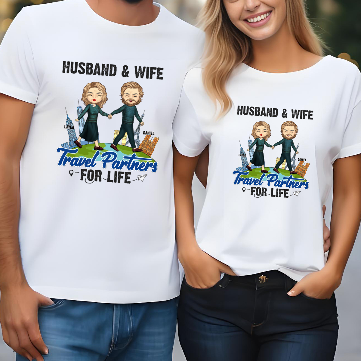 Travel Partners For Life Husband Wife - Personalized T-shirt - Gift For Couples, Husband Wife