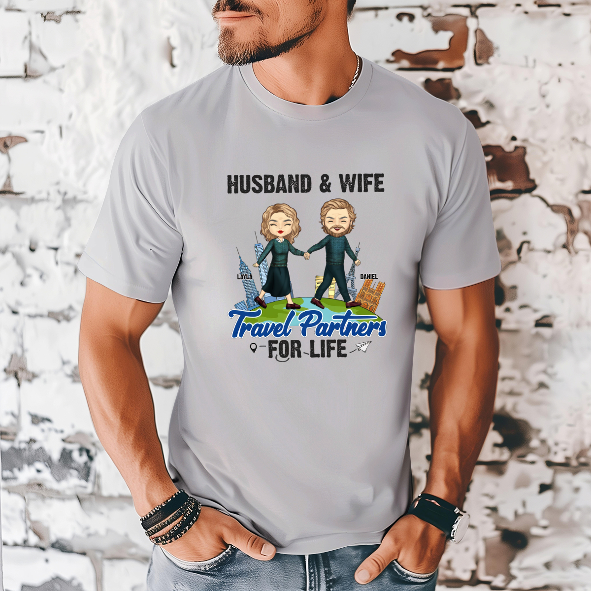 Travel Partners For Life Husband Wife - Personalized T-shirt - Gift For Couples, Husband Wife
