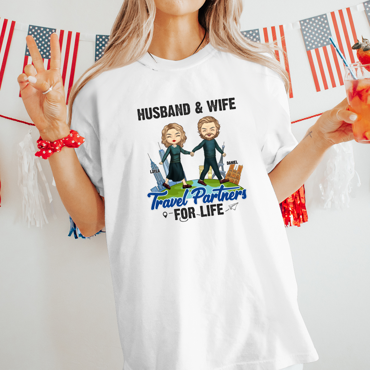 Travel Partners For Life Husband Wife - Personalized T-shirt - Gift For Couples, Husband Wife