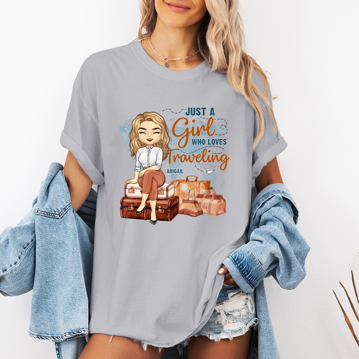 Just A Girl Who Loves Traveling - Personalized T-shirt - Gift For Bestie
