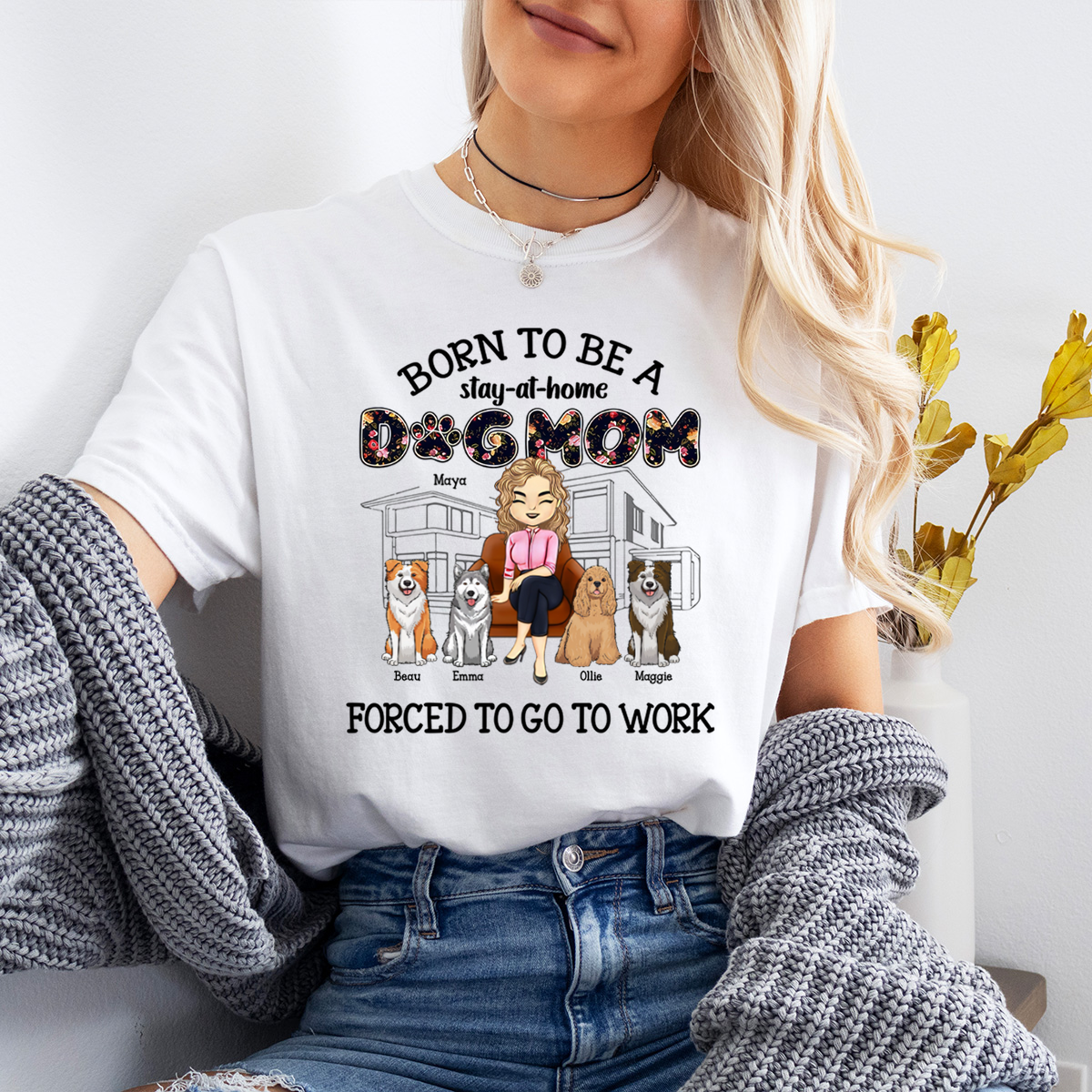 Born To Be A Stay-Personalized T-shirt-Gift For Dog Mom