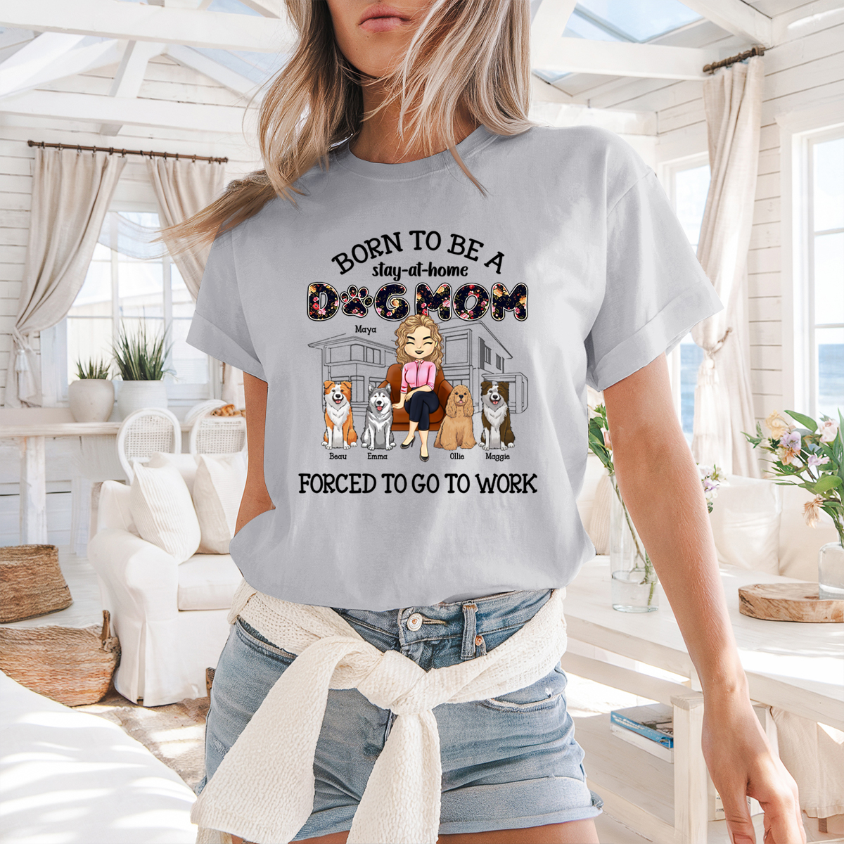 Born To Be A Stay-Personalized T-shirt-Gift For Dog Mom