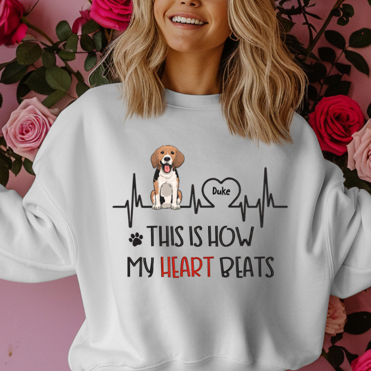 This Is How My Heart Beats Personalized Sweatshirt - Gift For Dog Lovers