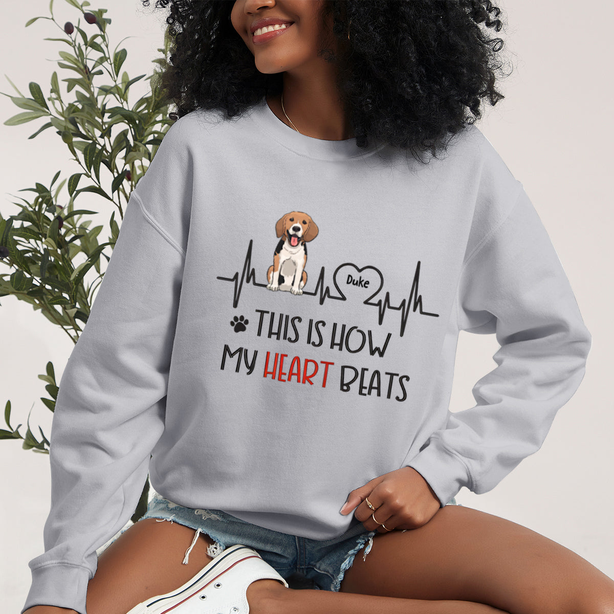 This Is How My Heart Beats Personalized Sweatshirt - Gift For Dog Lovers