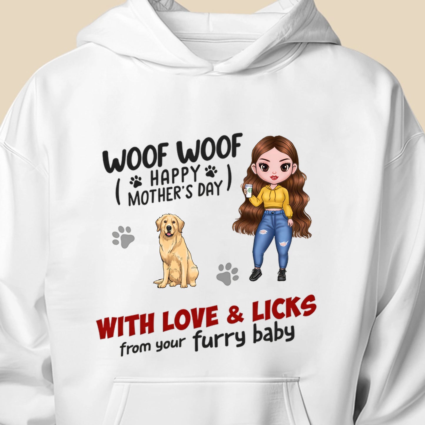 Happy Mother's Day With Love & Licks From Your Furry Babies - Dog Personalized Hoodie - Gift For Mom, Pet Owners, Pet Lovers