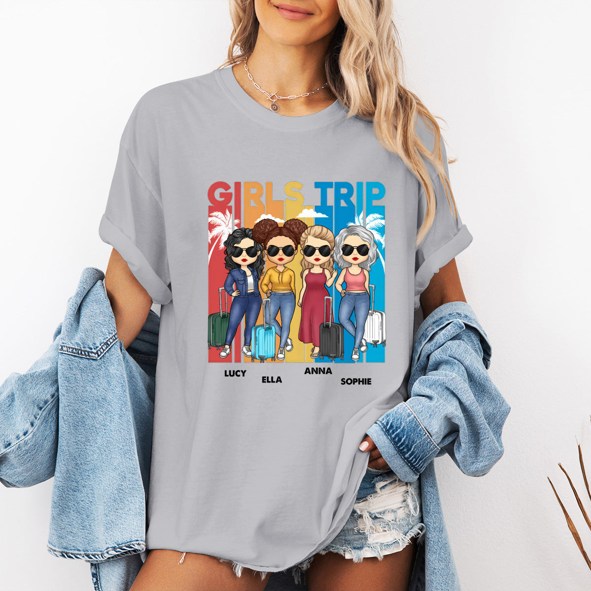 Let's Go With Us - Bestie Personalized Custom T-shirt - Summer Vacation, Gift For Bestie, BFF, Sisters
