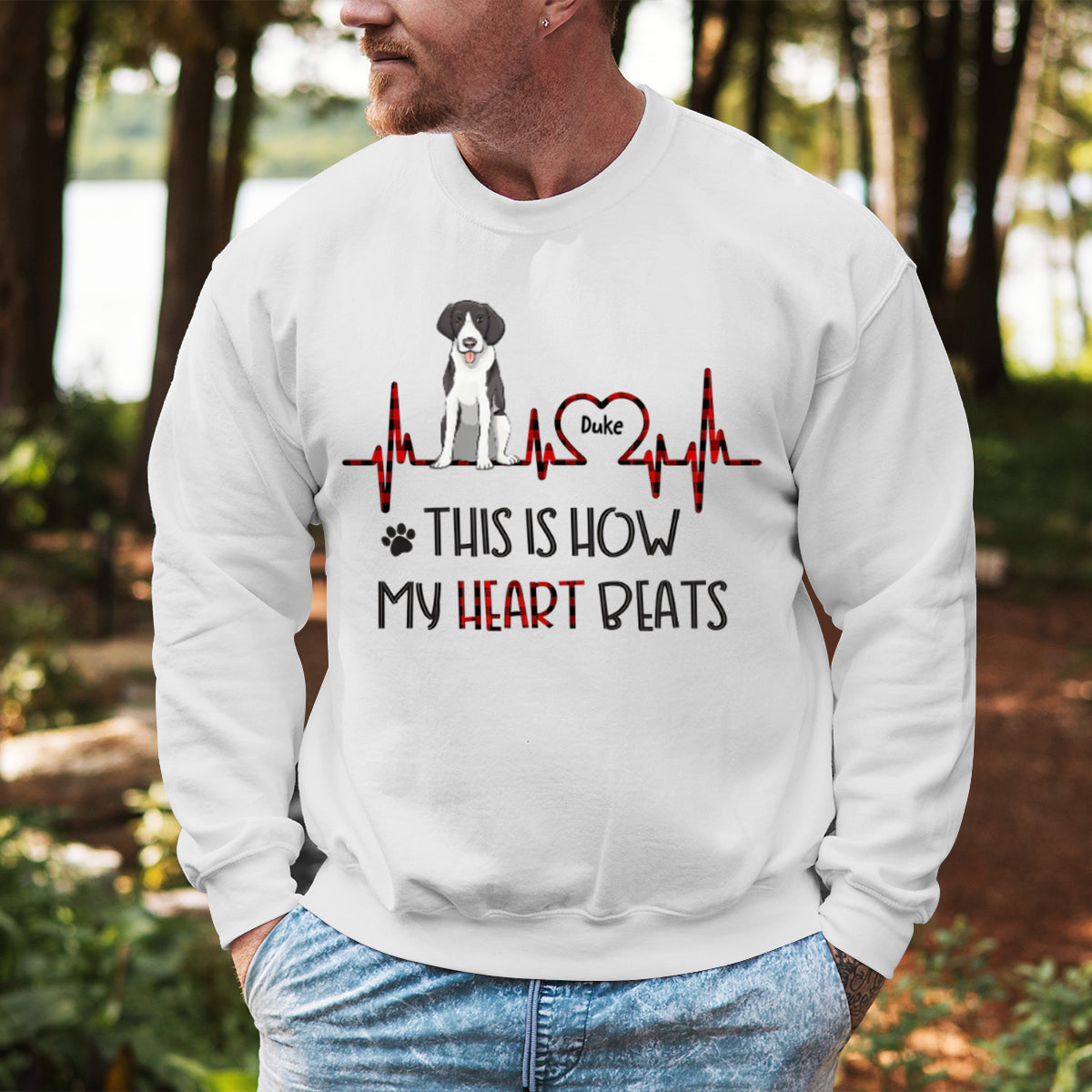 This Is How My Heart Beats Personalized Sweatshirt - Gift For Dog Lovers
