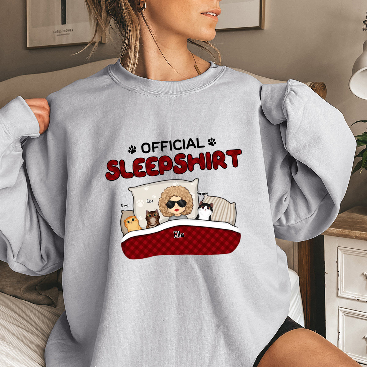 Official Sleepshirt - Dog & Cat Personalized Custom Sweatshirt - Gift For Pet Owners, Pet Lovers