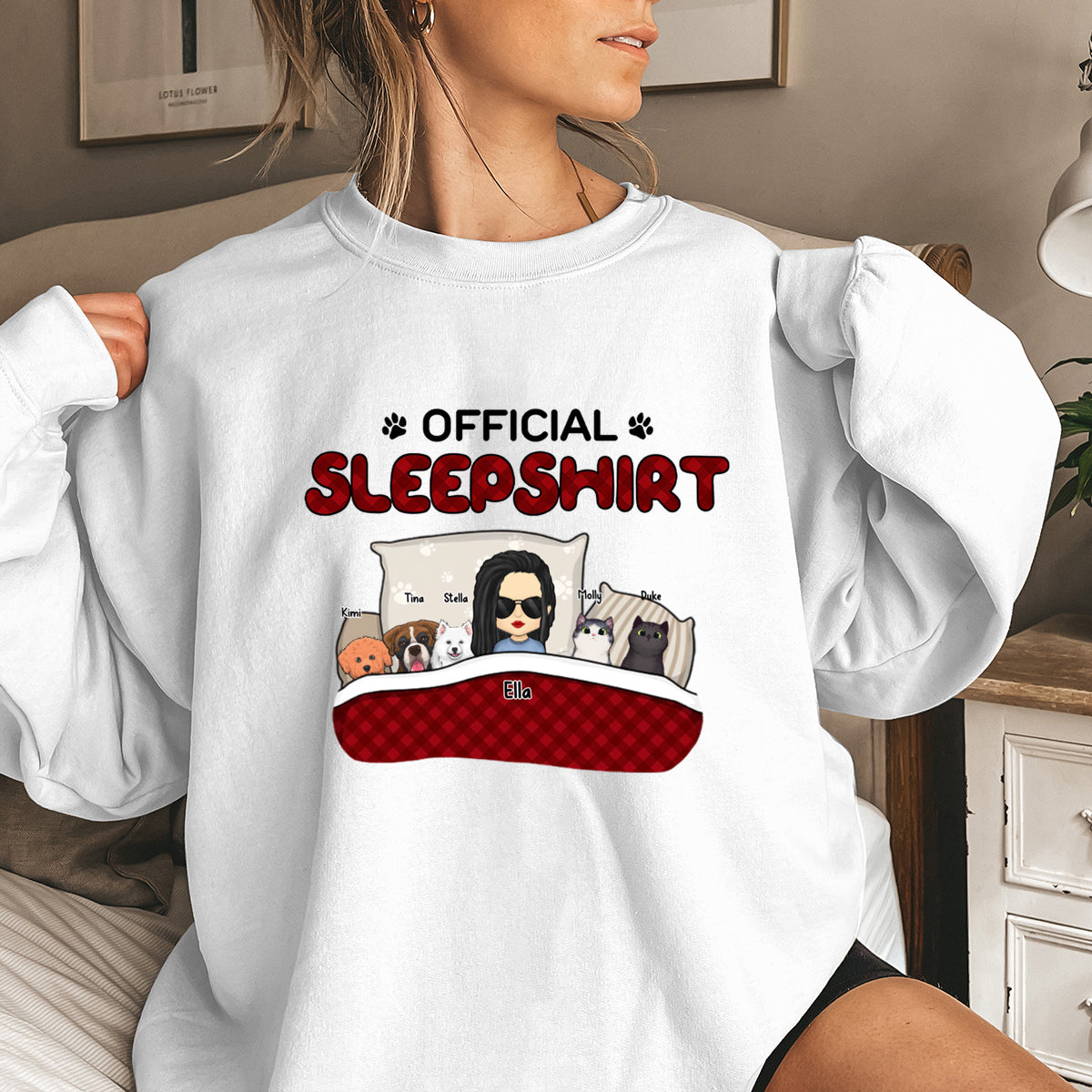 Official Sleepshirt - Dog & Cat Personalized Custom Sweatshirt - Gift For Pet Owners, Pet Lovers