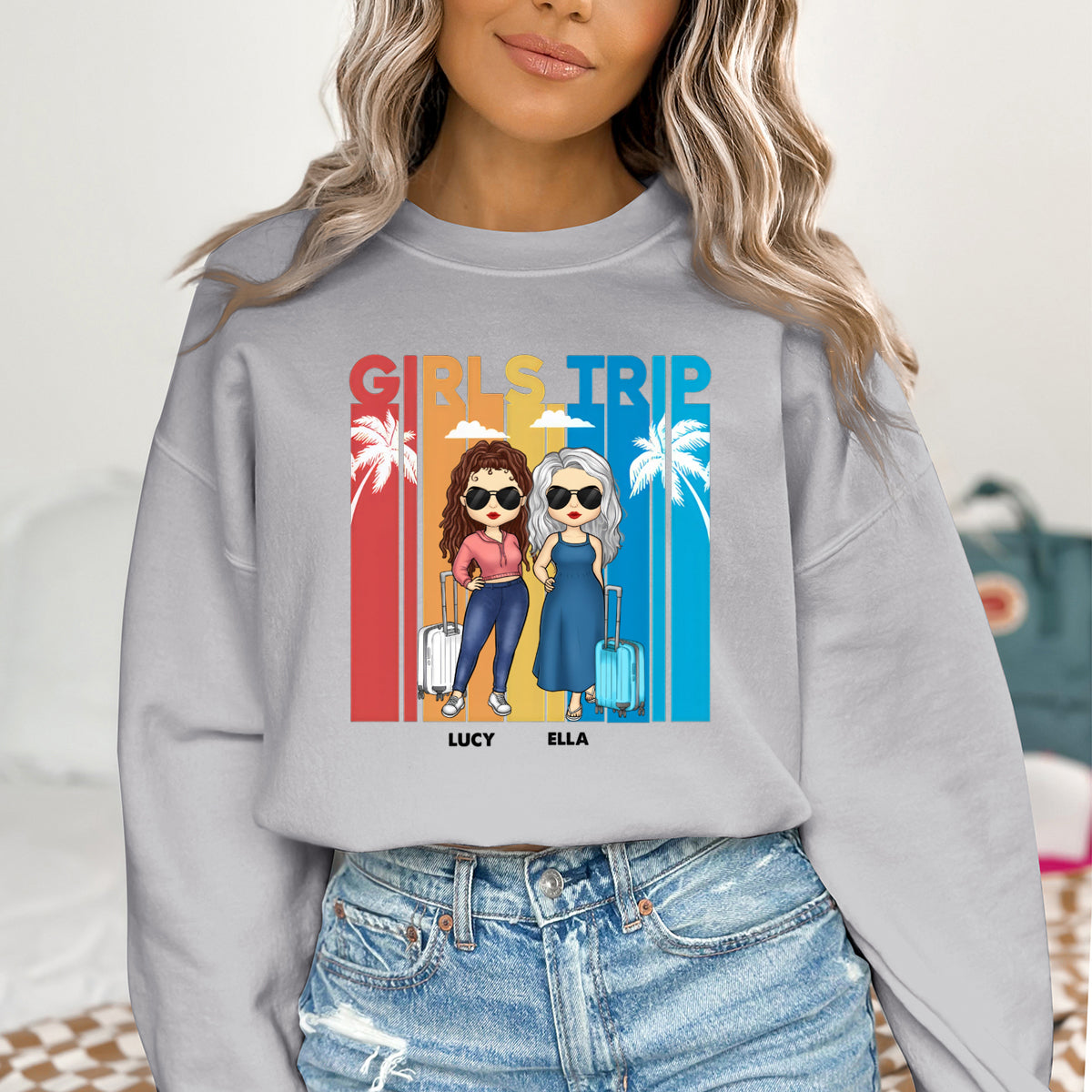 Let's Go With Us - Bestie Personalized Custom Sweatshirt - Summer Vacation, Gift For Bestie, BFF, Sisters