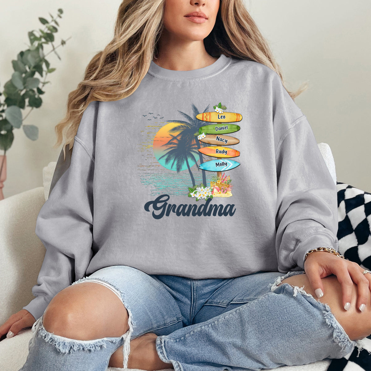 Grandma's Summer - Family Personalized Custom Hoodie - Birthday Gift For Mom, Grandma