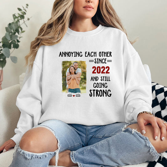Custom Photo Annoying Each Other Forever - Couple Personalized Custom Sweatshirt - Gift For Husband Wife, Anniversary