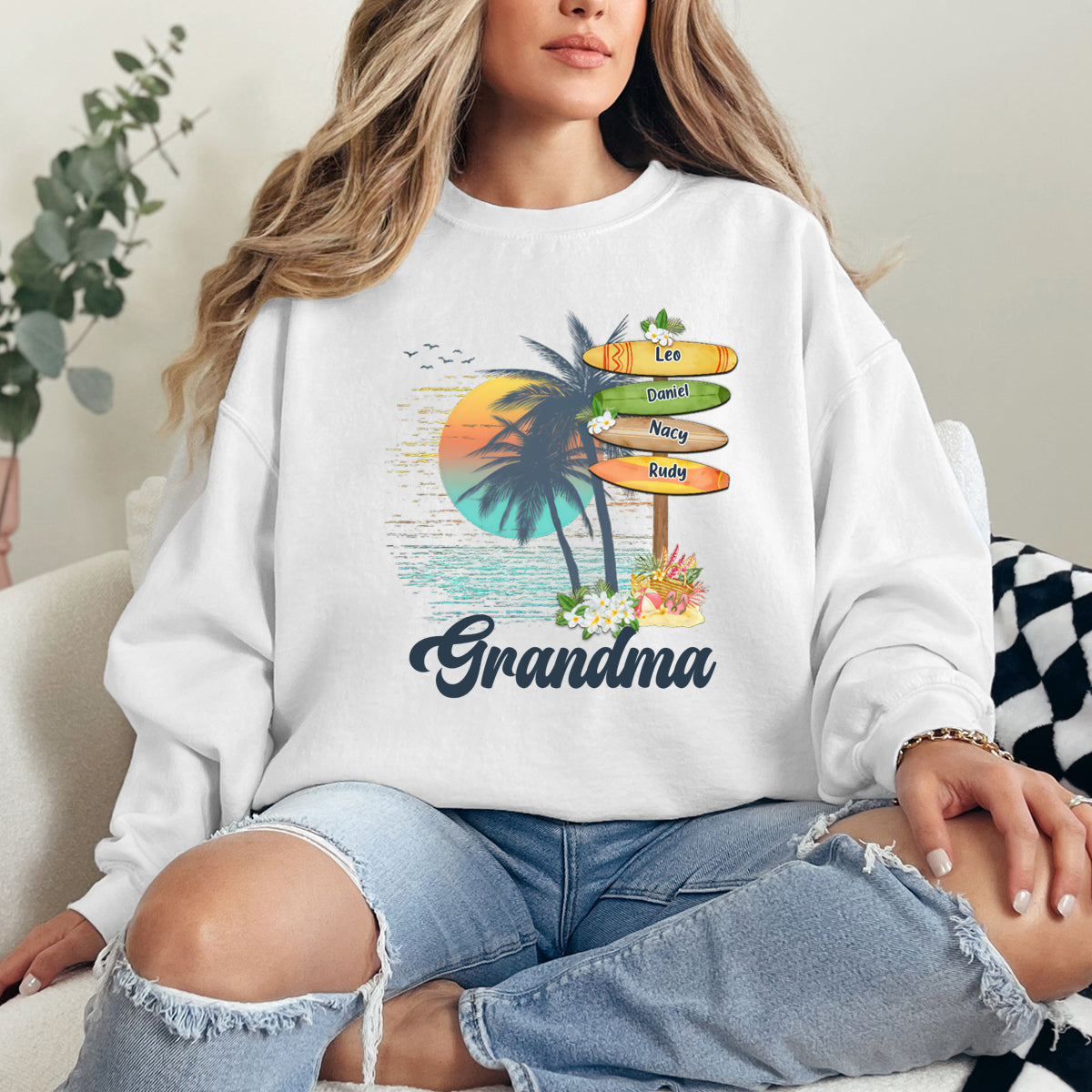 Grandma's Summer - Family Personalized Custom Hoodie - Birthday Gift For Mom, Grandma