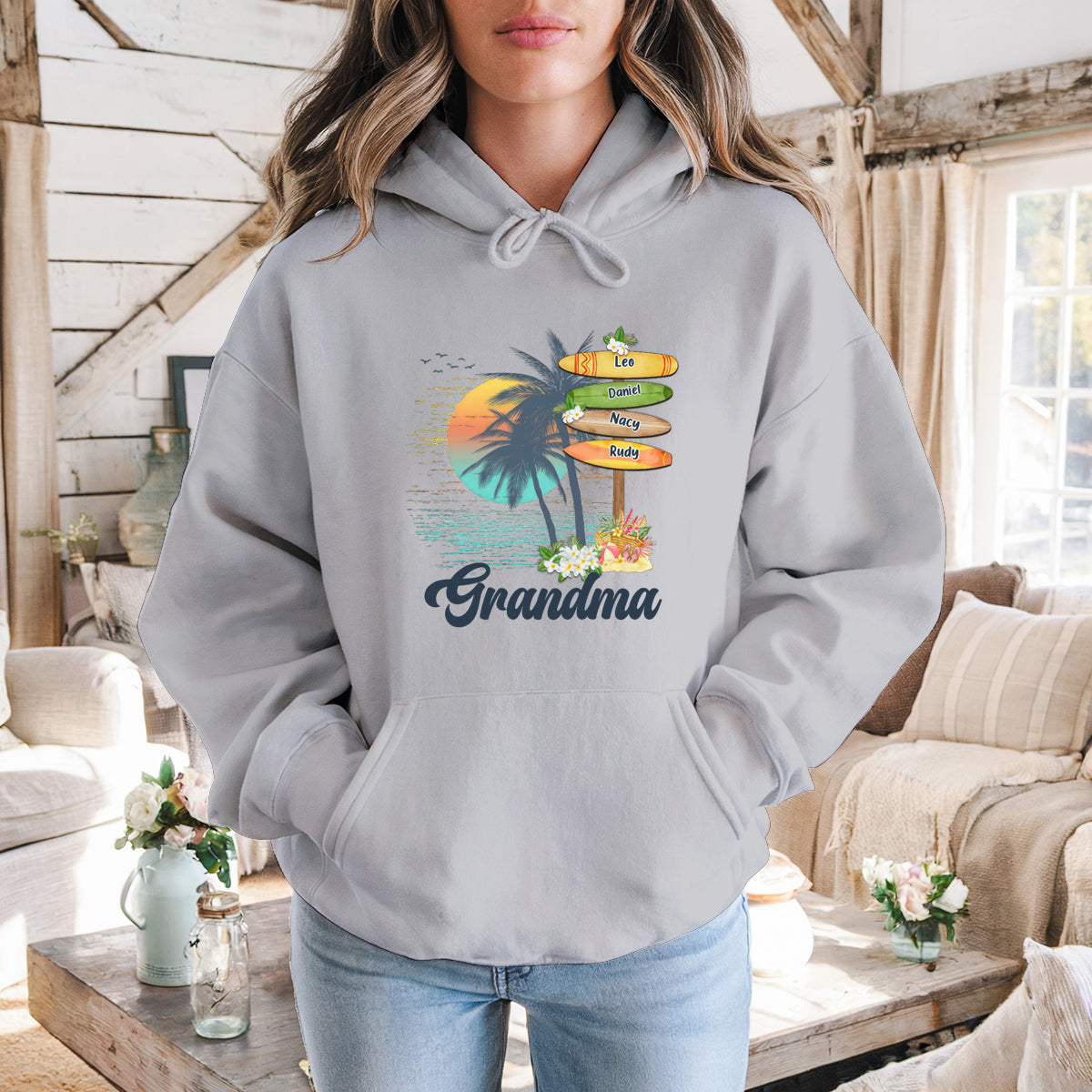 Grandma's Summer - Family Personalized Custom Hoodie - Birthday Gift For Mom, Grandma