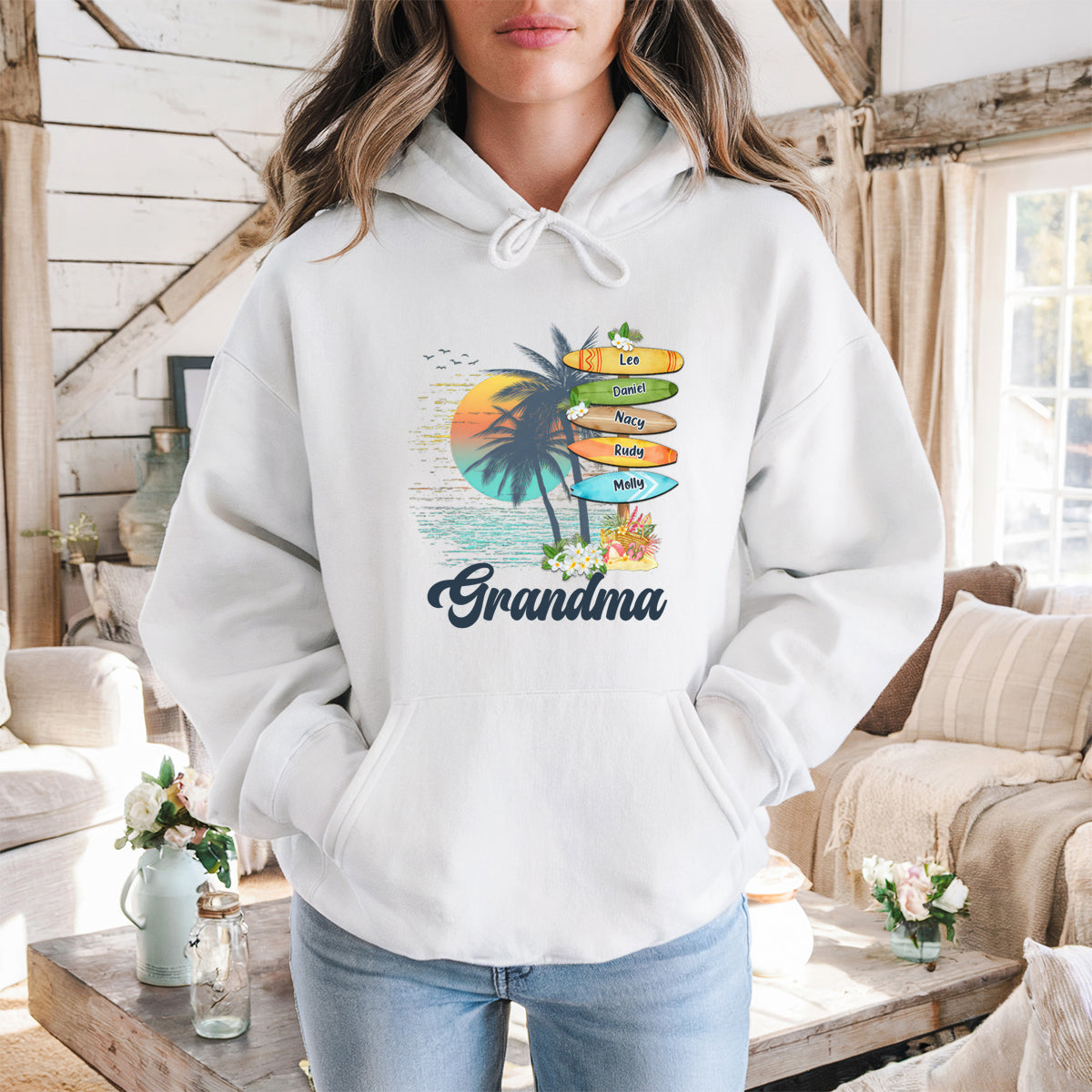 Grandma's Summer - Family Personalized Custom Hoodie - Birthday Gift For Mom, Grandma
