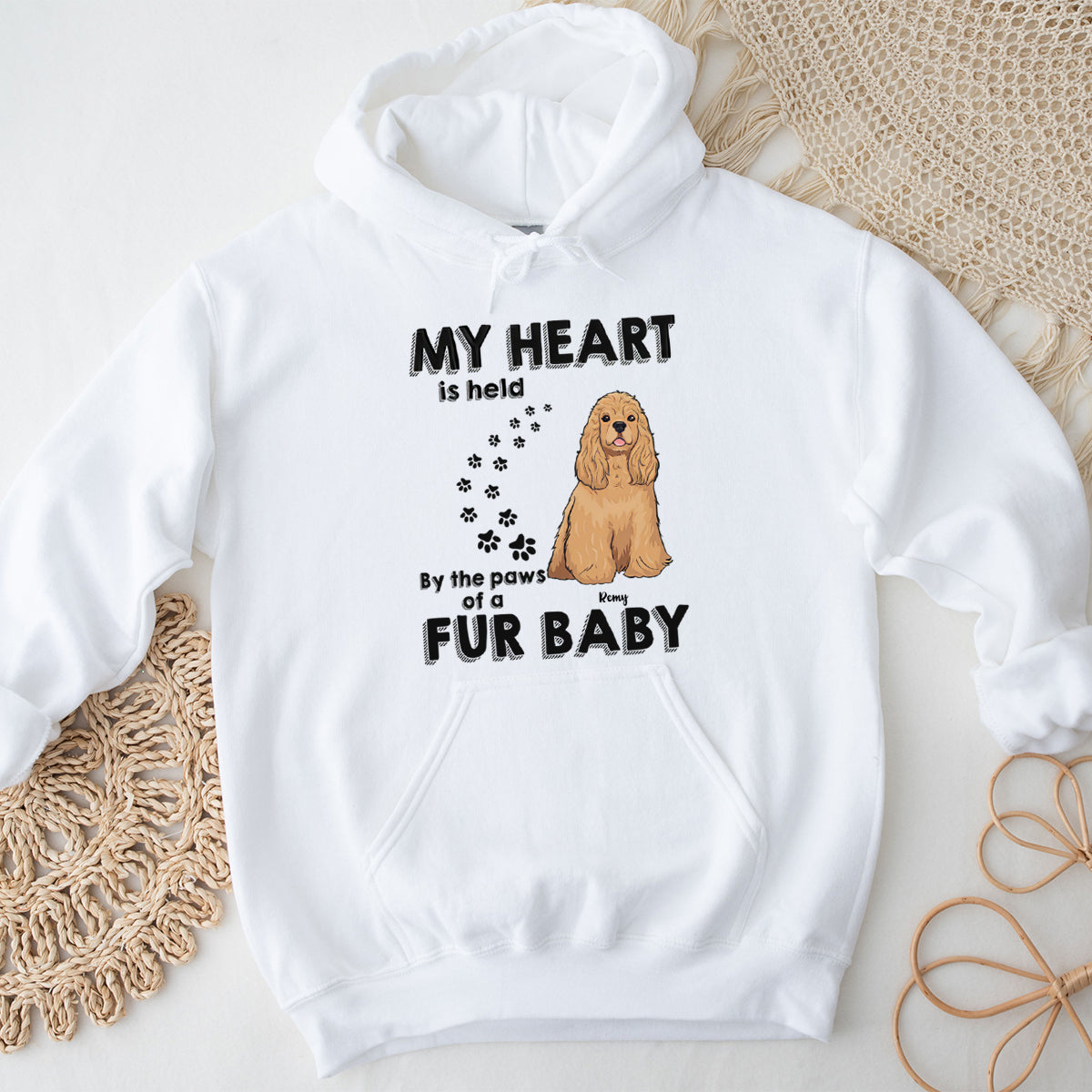 My Heart Is Held By The Paws Of A Fur Baby - Personalized Hoodie - Gift For Dog Lovers