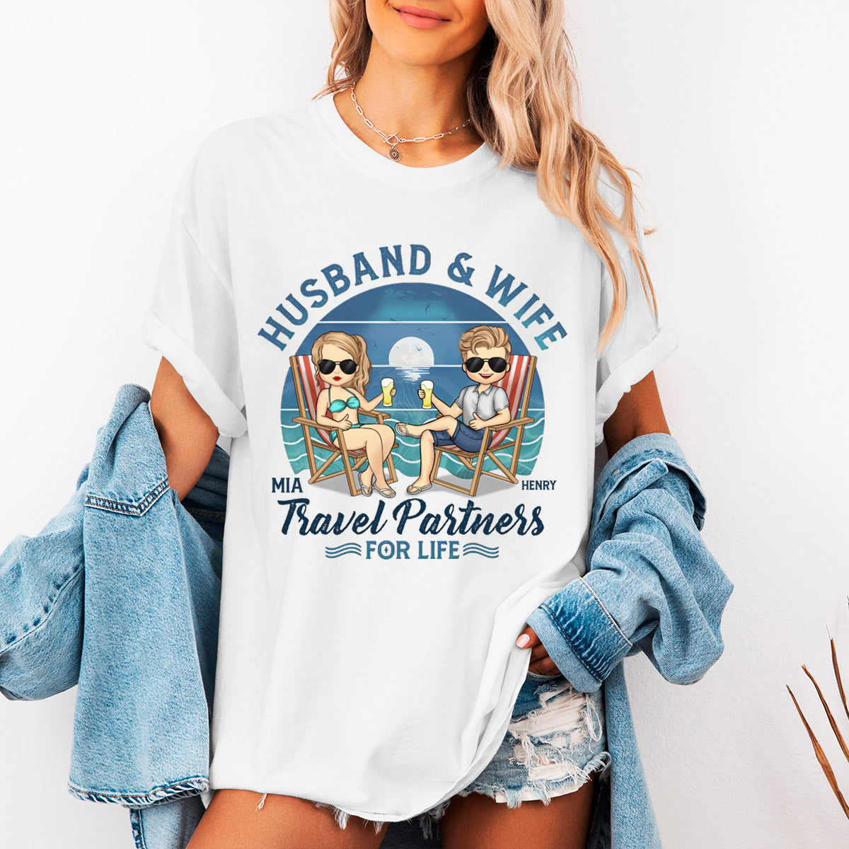 We're Travel Partners For Life - Couple Personalized Custom T-shirt - Gift For Husband Wife, Anniversary