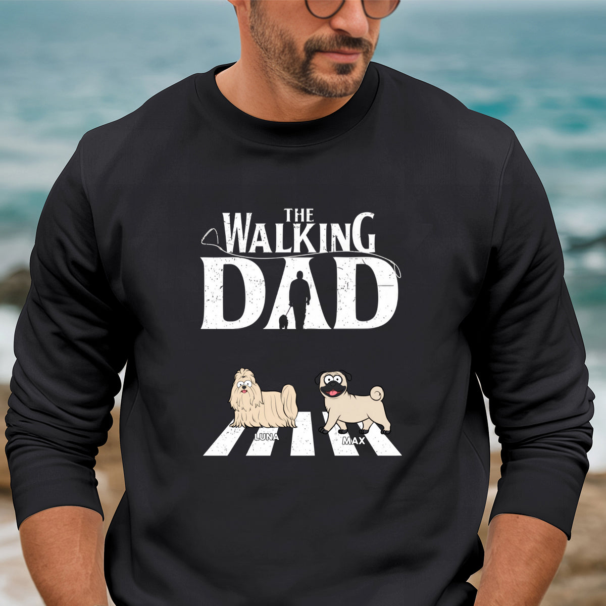 The Walking Dad - Dog Personalized Custom Sweatshirt - Gift For Pet Owners, Pet Lovers