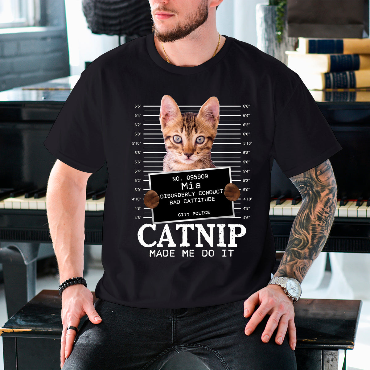 Custom Photo Cat Crimes Catnip Made Me Do It - Cat Personalized Custom T-shirt - Gift For Pet Owners, Pet Lovers