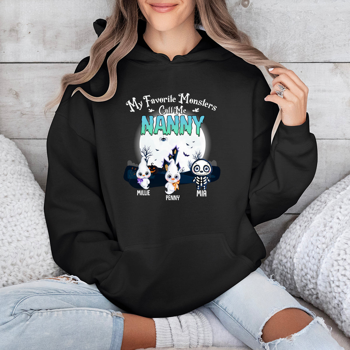 My Favorite Monsters Call Me Grandma - Family Personalized Custom T-shirt - Halloween Gift, Gift For Grandma, Grandpa