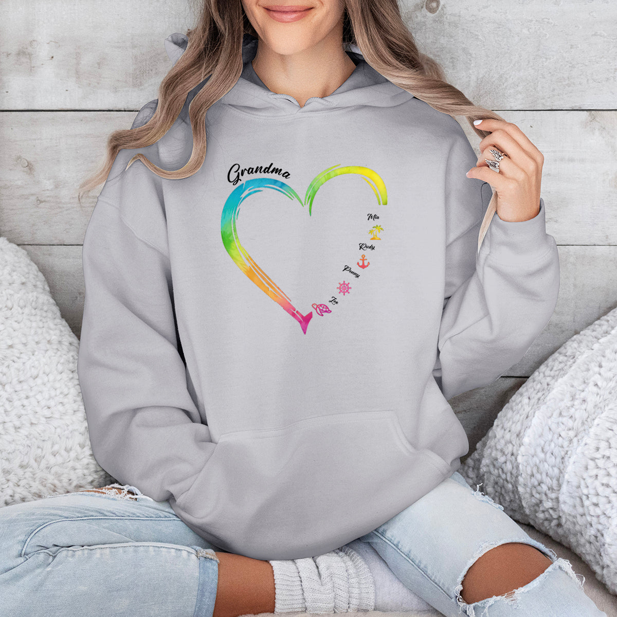 Forever In Grandma's Heart - Family Personalized Custom  T-shirt - Birthday Gift For Mom, Grandma
