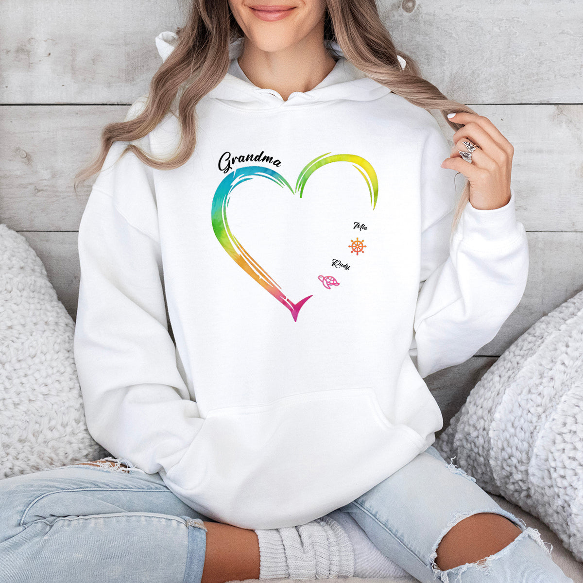 Forever In Grandma's Heart - Family Personalized Custom  T-shirt - Birthday Gift For Mom, Grandma