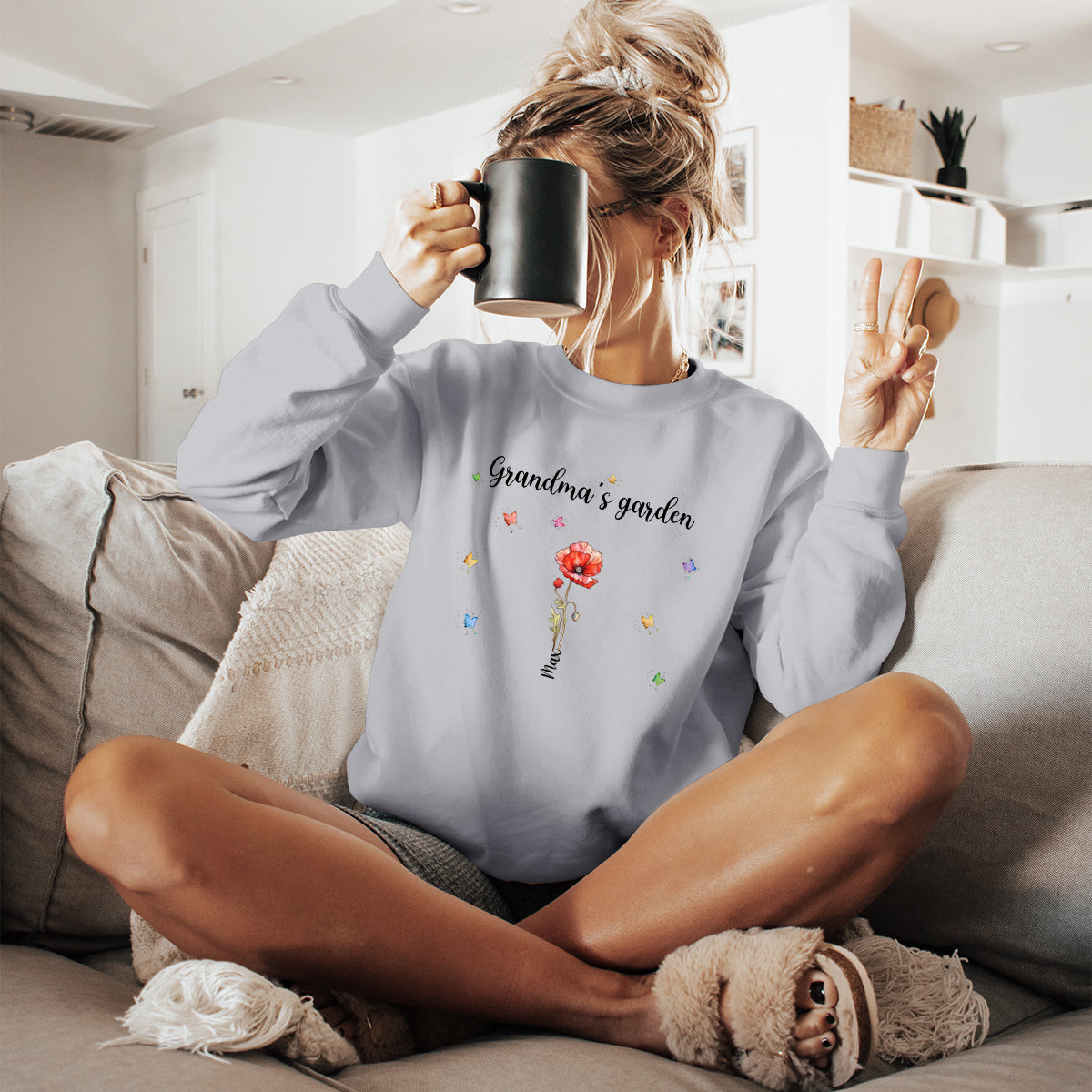 Grandma's Garden - Family Personalized Custom  Sweatshirt - Birthday Gift For Grandma