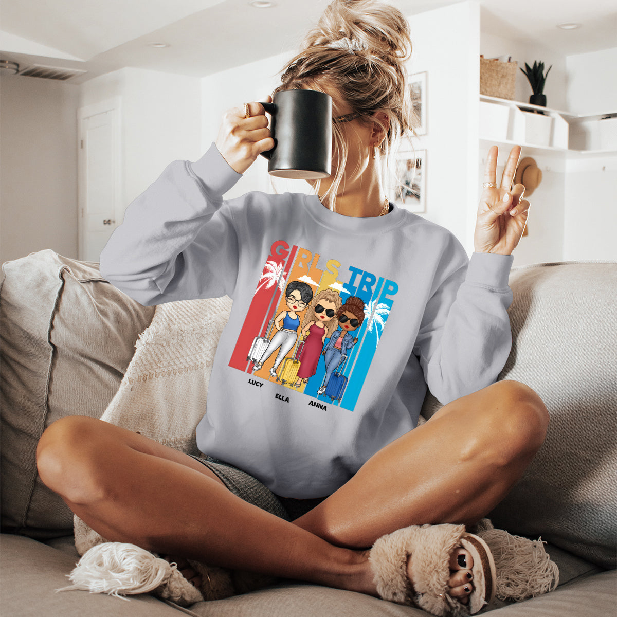 Let's Go With Us - Bestie Personalized Custom Sweatshirt - Summer Vacation, Gift For Bestie, BFF, Sisters