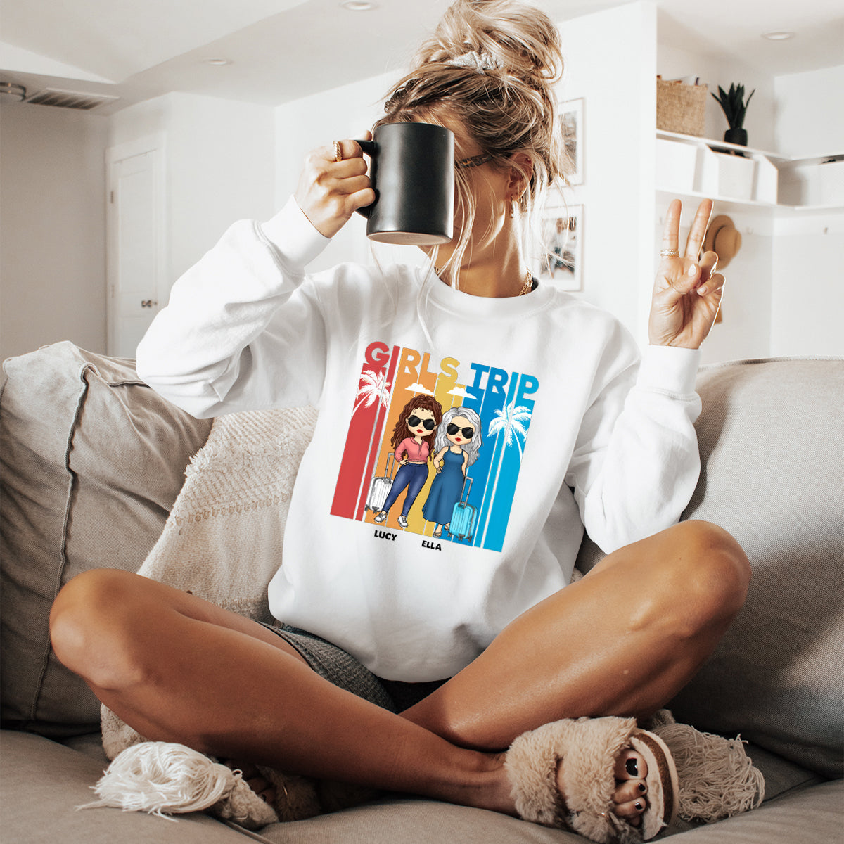 Let's Go With Us - Bestie Personalized Custom Sweatshirt - Summer Vacation, Gift For Bestie, BFF, Sisters