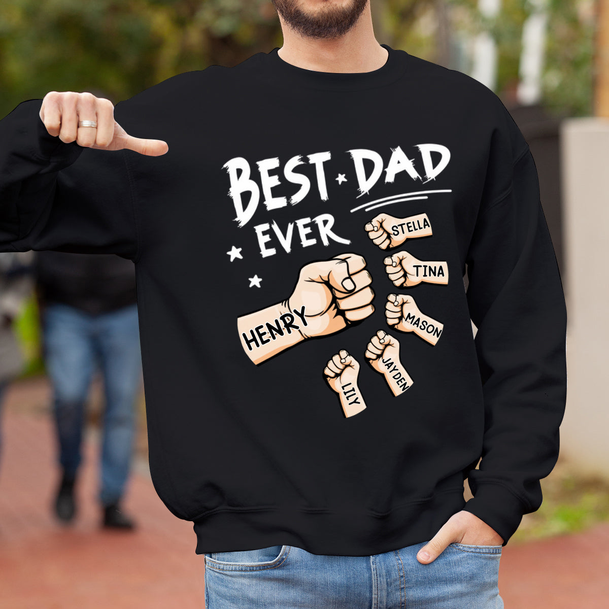 The Best Papa Ever - Family Personalized Custom Sweatshirt - Father's Day, Birthday Gift For Dad, Grandpa