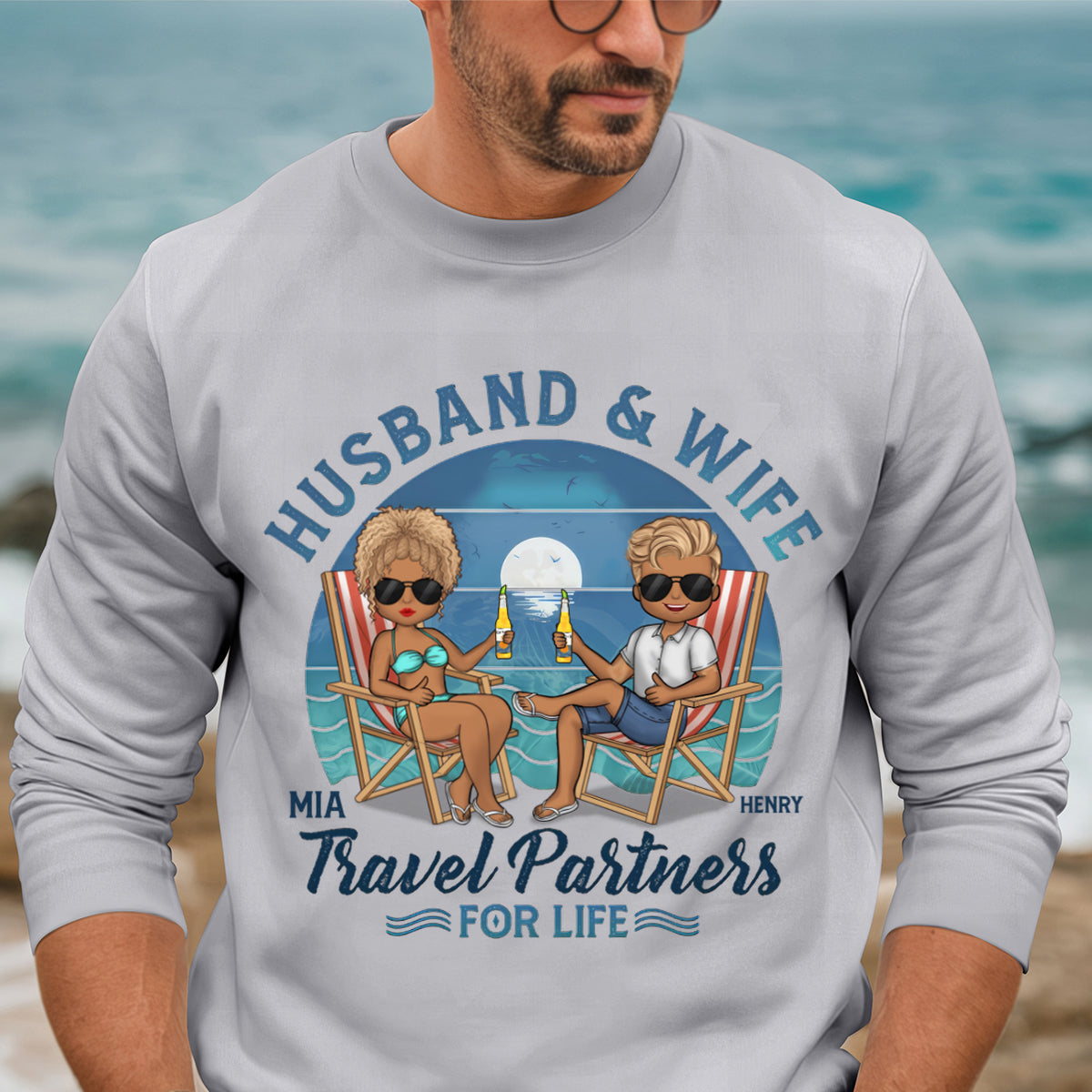 We're Travel Partners For Life - Couple Personalized Custom Sweatshirt - Gift For Husband Wife, Anniversary