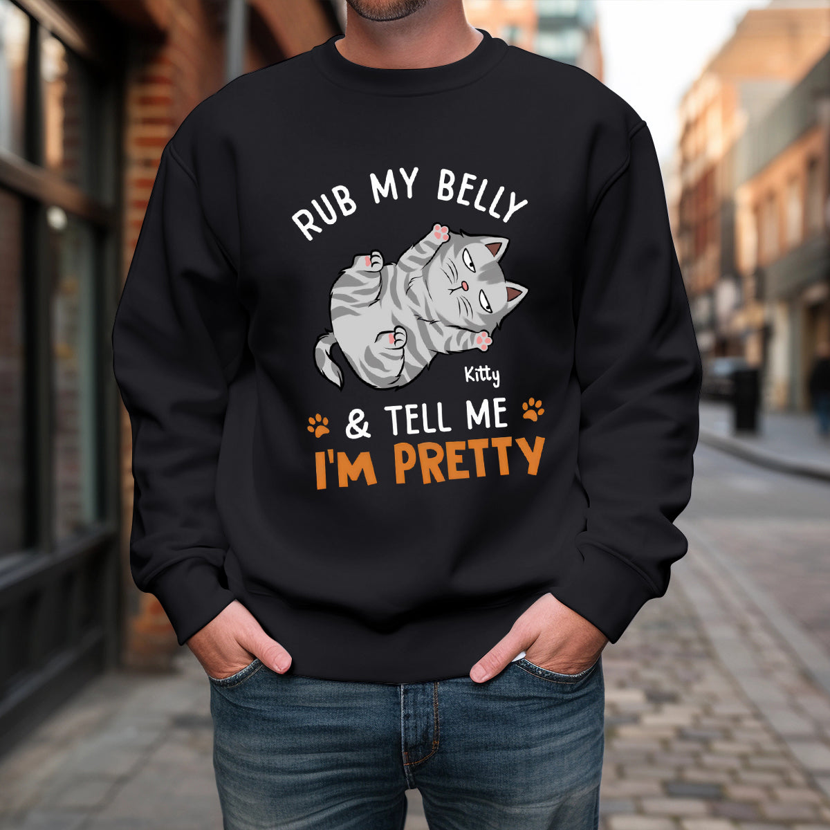 You Can Rub My Belly - Cat Personalized Custom Sweatshirt - Gift For Pet Owners, Pet Lovers